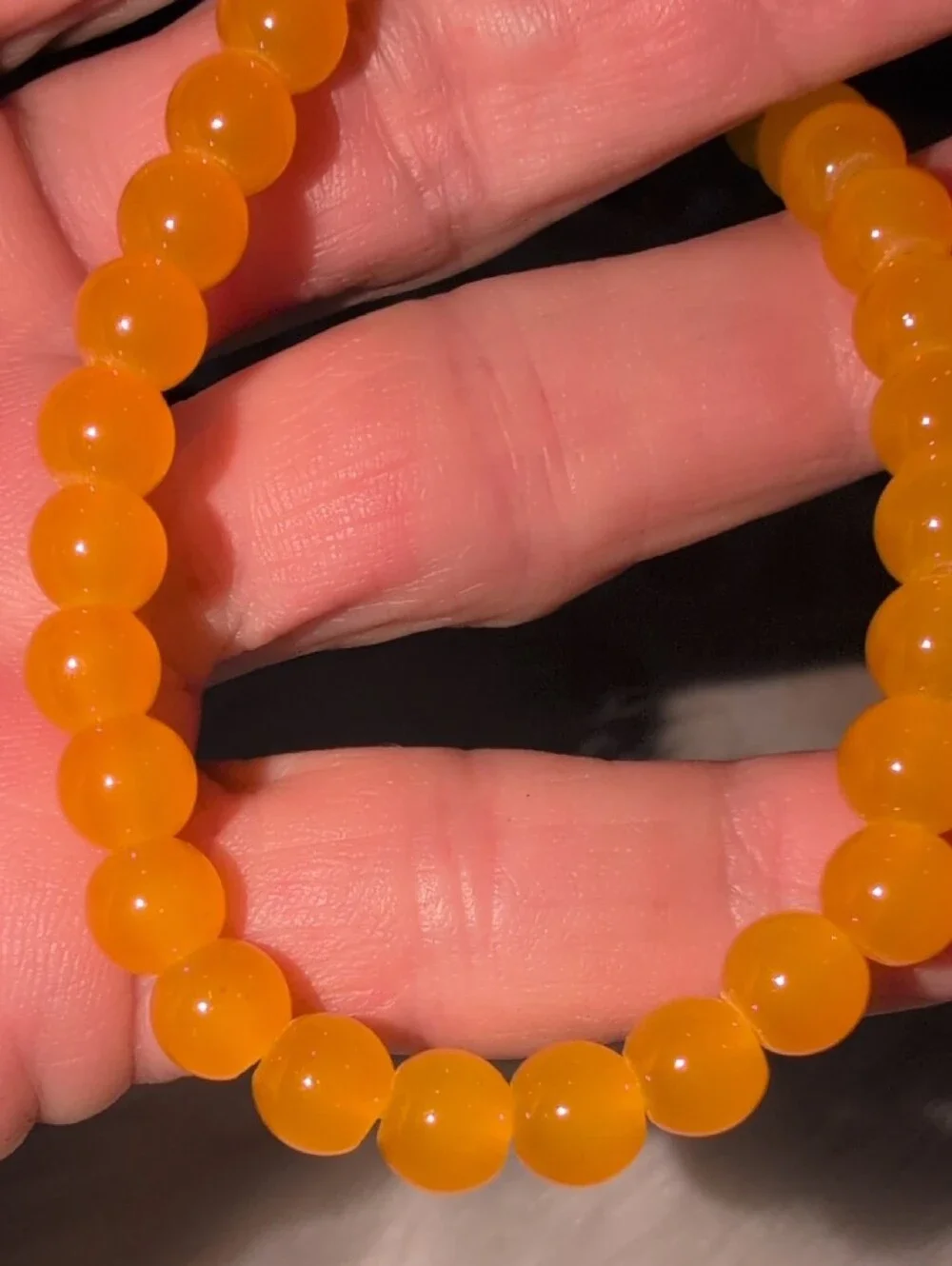 Orange Yellow Marbled Beaded Stretch Bracelet